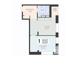 1-к квартира, вторичка, 44м2, 15/24 этаж