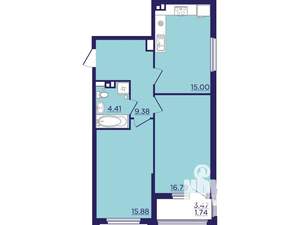 2-к квартира, вторичка, 63м2, 4/18 этаж
