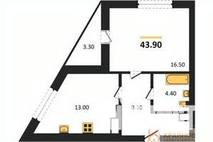 1-к квартира, вторичка, 44м2, 4/13 этаж