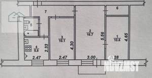 3-к квартира, вторичка, 56м2, 2/5 этаж