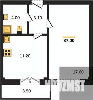 1-к квартира, вторичка, 37м2, 11/15 этаж