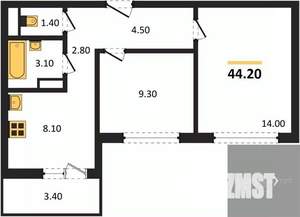 2-к квартира, вторичка, 44м2, 10/17 этаж