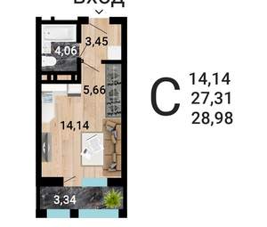 Студия квартира, строящийся дом, 30м2, 12/31 этаж