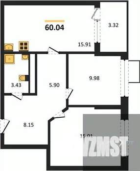 2-к квартира, вторичка, 60м2, 1/21 этаж