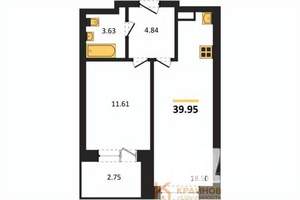 1-к квартира, вторичка, 40м2, 18/28 этаж