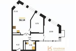 2-к квартира, вторичка, 56м2, 5/21 этаж