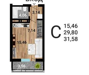 Студия квартира, вторичка, 33м2, 9/31 этаж