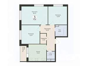 3-к квартира, вторичка, 79м2, 7/12 этаж