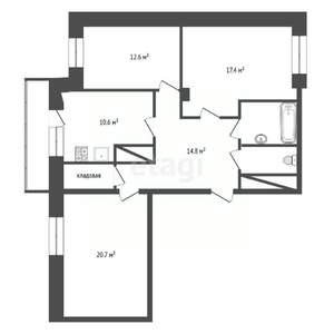 3-к квартира, вторичка, 85м2, 25/25 этаж