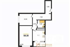 2-к квартира, вторичка, 58м2, 8/25 этаж