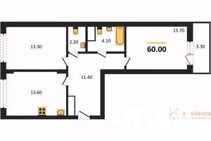 2-к квартира, вторичка, 60м2, 9/13 этаж