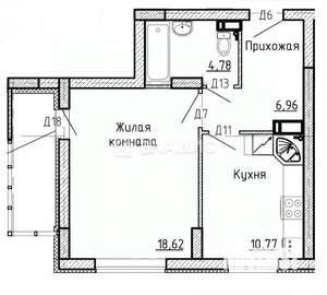 1-к квартира, вторичка, 41м2, 13/13 этаж