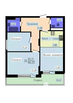 3-к квартира, вторичка, 66м2, 14/16 этаж