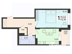 1-к квартира, вторичка, 43м2, 16/18 этаж
