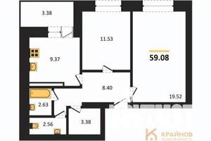 2-к квартира, вторичка, 58м2, 10/10 этаж