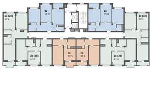 2-к квартира, строящийся дом, 60м2, 9/13 этаж