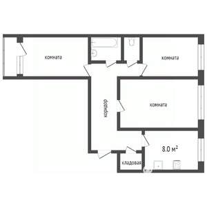 3-к квартира, вторичка, 60м2, 7/9 этаж