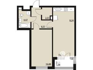 1-к квартира, вторичка, 55м2, 2/23 этаж
