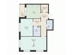 2-к квартира, вторичка, 67м2, 2/12 этаж
