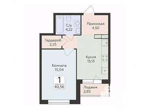 1-к квартира, вторичка, 41м2, 7/14 этаж