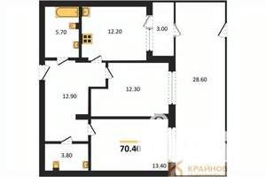 2-к квартира, вторичка, 70м2, 1/13 этаж