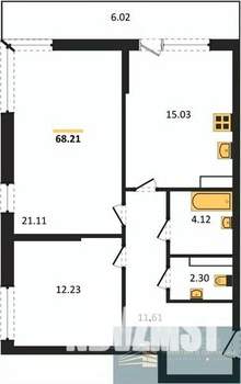 2-к квартира, вторичка, 68м2, 10/23 этаж