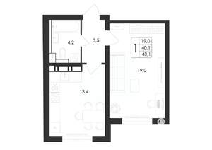 1-к квартира, вторичка, 40м2, 1/17 этаж