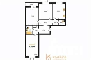 3-к квартира, вторичка, 86м2, 4/17 этаж
