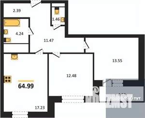 2-к квартира, вторичка, 65м2, 25/25 этаж