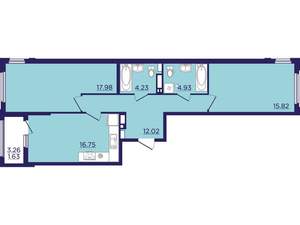 2-к квартира, вторичка, 73м2, 13/18 этаж