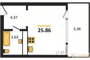 Студия квартира, сданный дом, 26м2, 6/21 этаж