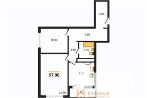 2-к квартира, вторичка, 58м2, 23/25 этаж