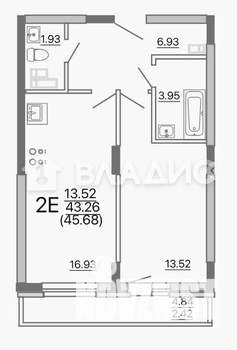 1-к квартира, вторичка, 44м2, 6/26 этаж