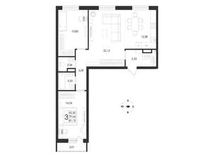 3-к квартира, вторичка, 81м2, 4/17 этаж