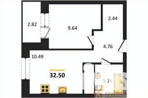 1-к квартира, строящийся дом, 33м2, 25/25 этаж