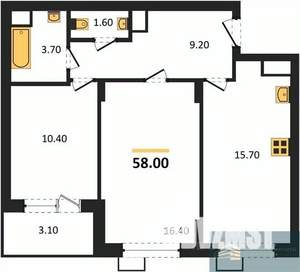 2-к квартира, вторичка, 58м2, 5/13 этаж