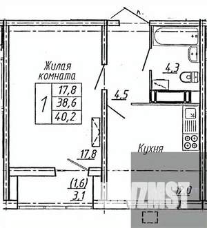 1-к квартира, вторичка, 40м2, 3/19 этаж