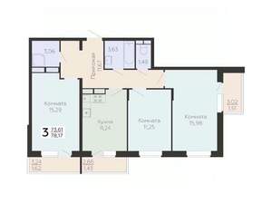 3-к квартира, вторичка, 78м2, 12/18 этаж