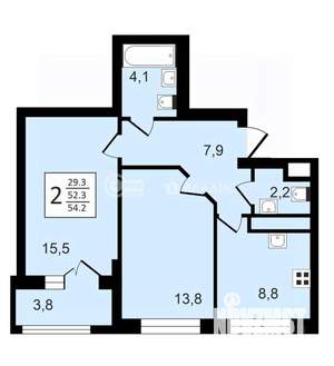 2-к квартира, вторичка, 54м2, 13/24 этаж