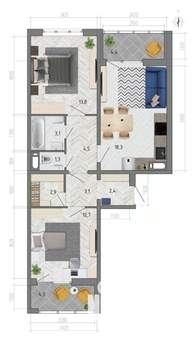 2-к квартира, вторичка, 67м2, 1/18 этаж