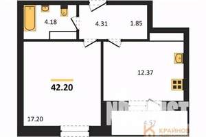1-к квартира, вторичка, 42м2, 22/25 этаж