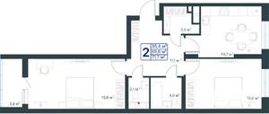 2-к квартира, строящийся дом, 72м2, 8/25 этаж