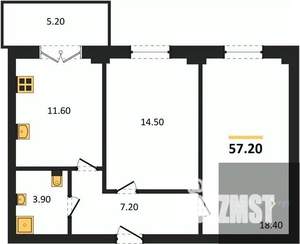 2-к квартира, вторичка, 57м2, 12/15 этаж