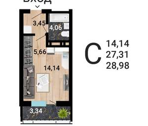 Студия квартира, строящийся дом, 30м2, 9/31 этаж