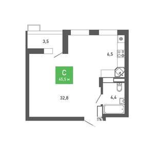 Студия квартира, строящийся дом, 46м2, 7/15 этаж