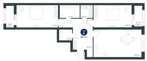 2-к квартира, строящийся дом, 89м2, 2/25 этаж