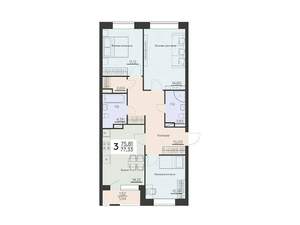 3-к квартира, вторичка, 77м2, 6/8 этаж