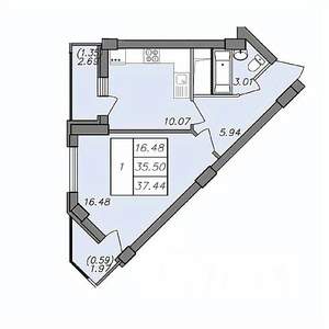 1-к квартира, вторичка, 37м2, 8/13 этаж