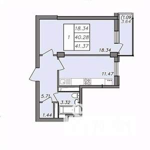 1-к квартира, вторичка, 41м2, 11/13 этаж