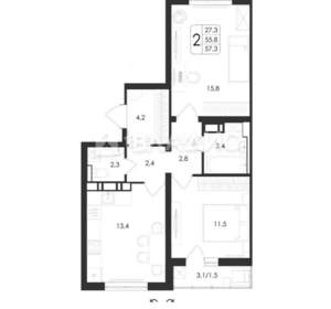 2-к квартира, вторичка, 56м2, 14/18 этаж